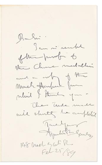 SAINT-GAUDENS, AUGUSTUS. Two Autograph Letters Signed, Augustus St Gaudens, to E.F. Strickland or Dear Sir,